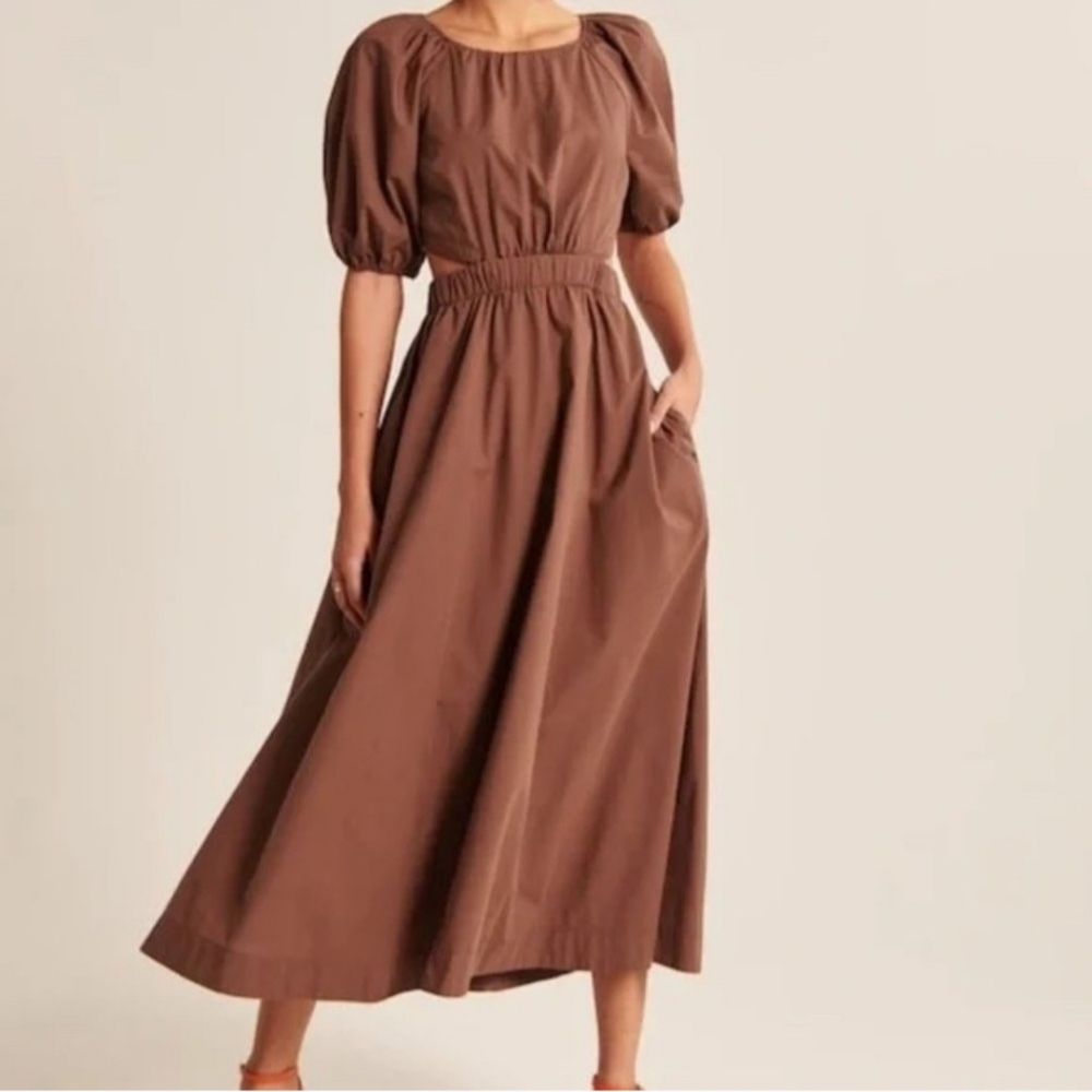 A&F Open Back Brown Midi Dress L